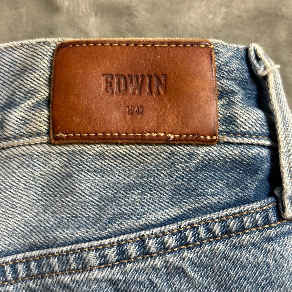 Edwin Tash Relaxed Straight Leg Distressed Ripped Jeans Button Fly 29- See Meas. - Picture 10 of 14